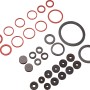 Dichtungs-Set für Siphons und Armaturen, bestehend aus Gummi- und Fiberringen in verschiedenen Größen.