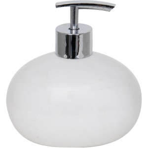 Weißer Keramik Seifenspender Java mit Chrom-Pumpe für Bad & Küche.