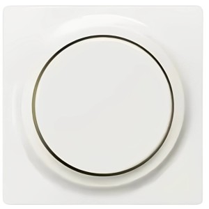 Siemens Dimmer Abdeckung Delta, titanweiß, für Drehdimmer, Nahaufnahme.
