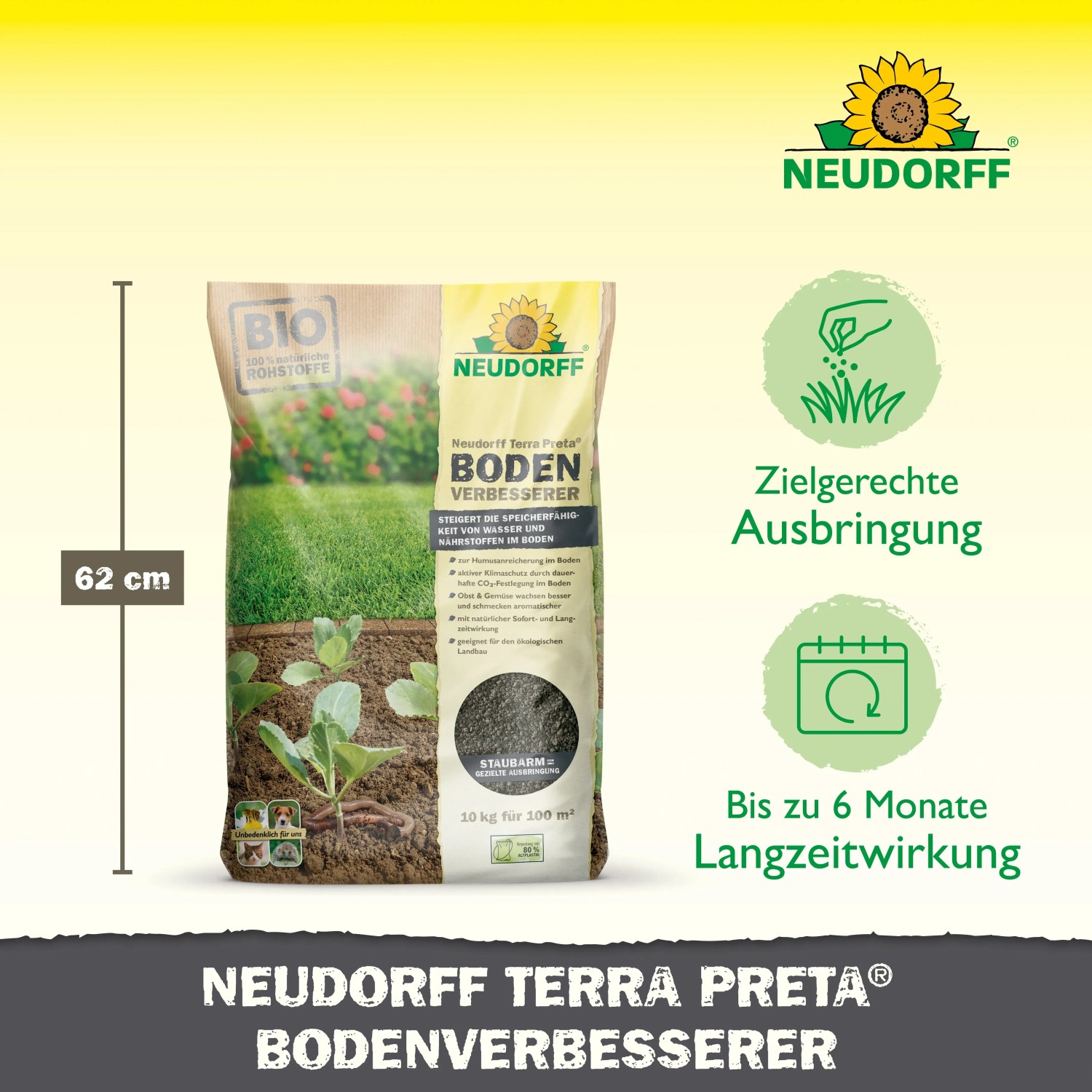 Sack Neudorff Terra Preta Boden-Verbesserer, 10 kg, für bessere Bodenqualität und Humusaufbau.