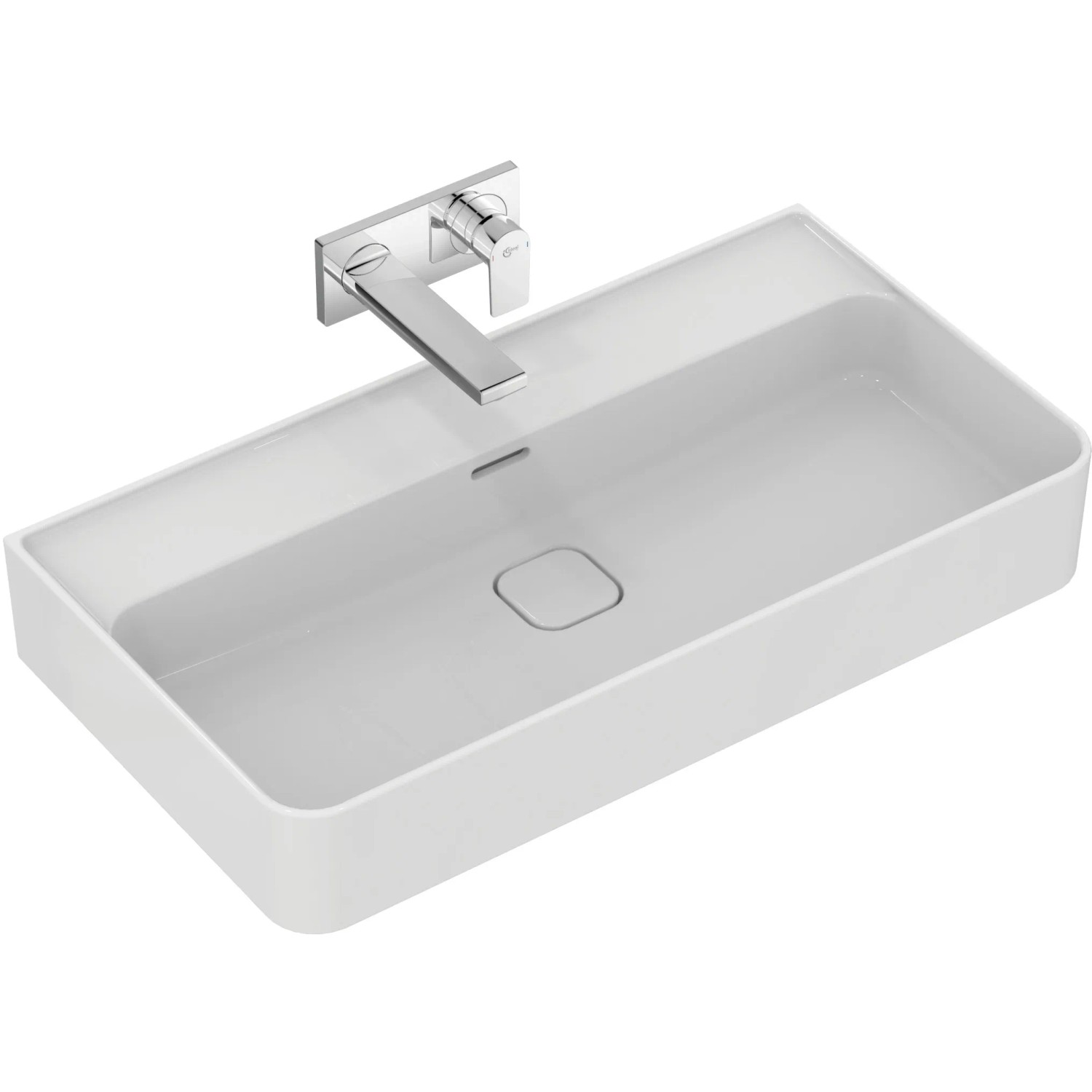 Weißer Ideal Standard Strada II Waschtisch, 80 cm, ohne Hahnloch, mit Überlauf.