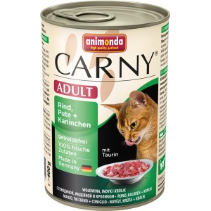 Carny Katzen-Nassfutter Adult mit Rind, Pute und Kaninchen, 400g Dose.