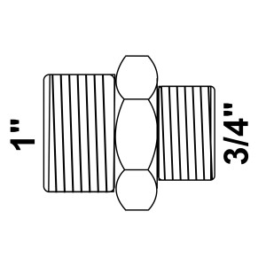 Kirchhoff Reduzier-Doppelnippel aus Messing, 33,3 mm (1 AG) x 26,4 mm (3/4 AG) für Gewindefittings.