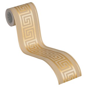 A.S. Création Bordüre selbstklebend Mäander Gold, 5 m x 10 cm. Goldene Wandbordüre mit griechischem Muster.