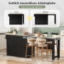 okwish Kücheninsel mit Rollen Schubladen Ausziehbarer Essbereich 112-186.8x45x93cm Schwarz_9