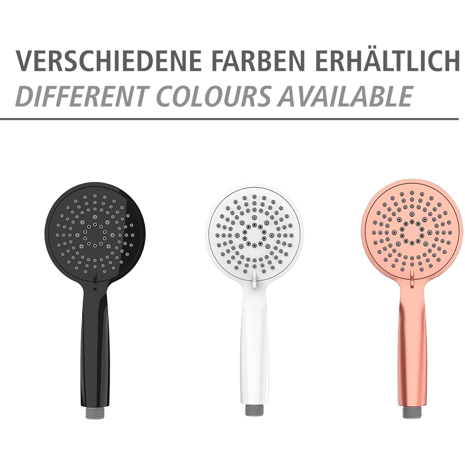 Wenko Duschkopf Young in Weiß, Schwarz und Roségold mit 5 Strahlarten.