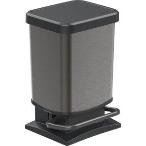 Rotho Treteimer Paso, 20 l, Graphit: Mülleimer mit Metalleffekt und Pedal.