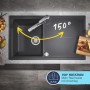 Grohe QuickFix Spültischarmatur Wave Cosmopolitan Chrom an Spüle mit 150° Schwenkbereich.