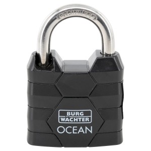 Burg Wächter Vorhangschloss 490 NI 40, seewasserfest, schwarz. Robustes Schloss für den Außenbereich.