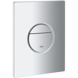 Grohe Nova Cosmopolitan WC-Drückerplatte in Chrom-Weiß für 2-Mengen-Spülung.
