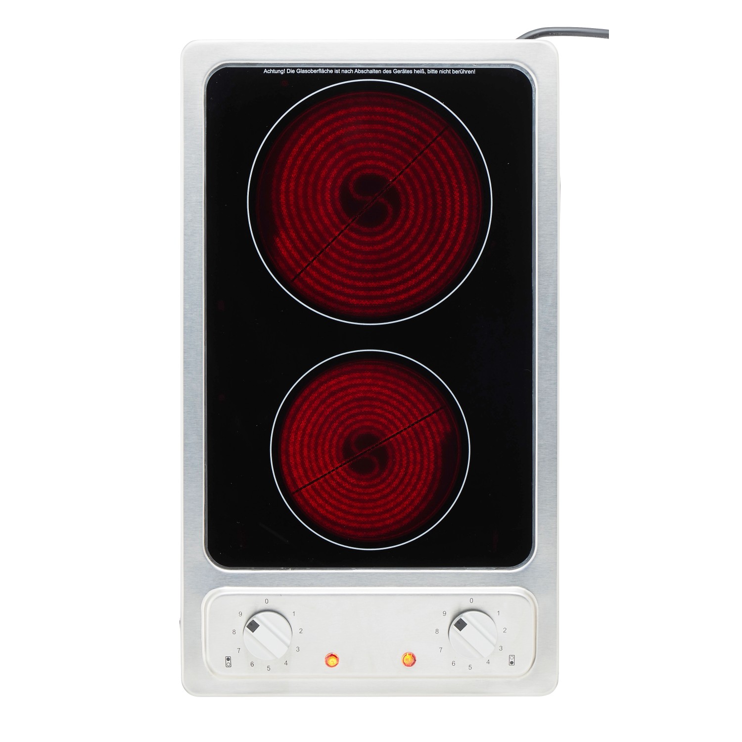 Flex-Well Ceranfeld für Vintea Küchenzeile, 2 Kochfelder, silberfarben.