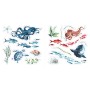 Komar Fenstersticker Gentle Stream mit Meeresmotiven wie Oktopus, Schildkröte und Fischen.