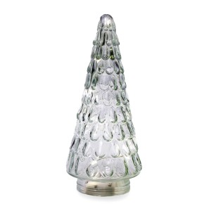 Weihnachts-Deko Tannenbaum aus Glas mit LED und Timer 23 cm Klar