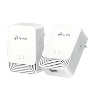 TP-LINK Powerline Kit: 2 weiße Adapter für stabile Netzwerkverbindung im ganzen Haus.