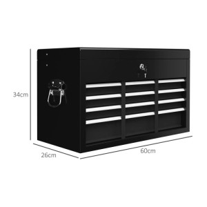 HOMCOM Werkzeugkasten Werkzeugkoffer Stahl Schwarz 60L x 26B x 34H cm