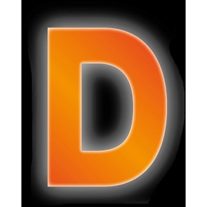 Reflektierender, orangefarbener Klebebuchstabe "D" von Conacord, 8 cm hoch.