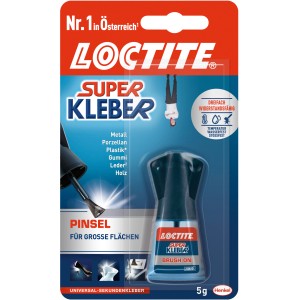 Loctite Superkleber mit Pinsel, 5g Flasche. Ideal für präzisen, flächigen Auftrag von Kleber.