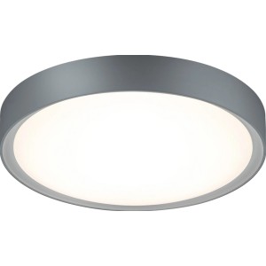 Runde LED-Deckenleuchte in Titan-Weiß mit Acrylglas, 33 cm Durchmesser.