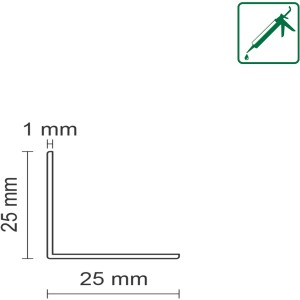 Abbildung einer FN Neuhofer Winkelleiste KU032, Dekor Eiche, 25x25 mm, Querschnitt.