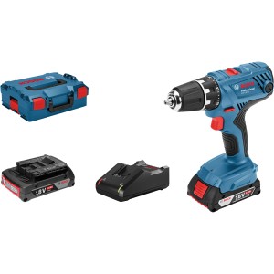 Bosch Professional Akku-Bohrschrauber GSR 18 V-21 mit Akkus, Ladegerät und L-Boxx.