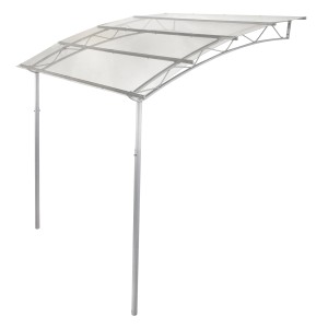 Transparentes CMI Vordach aus Polycarbonat, 173,5x210cm, mit Stahlhalterung.