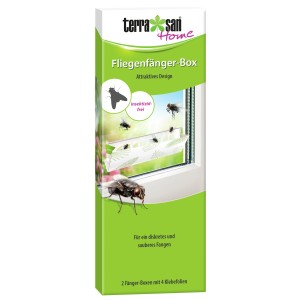 Terrasan Home Fliegenfänger-Box: Leimfalle zur diskreten Fliegenbekämpfung am Fenster.