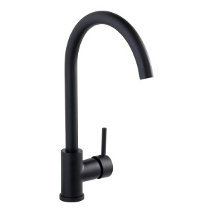 Schwarze, hohe Waschtischarmatur Cantis von Schöner Wohnen, wassersparend.