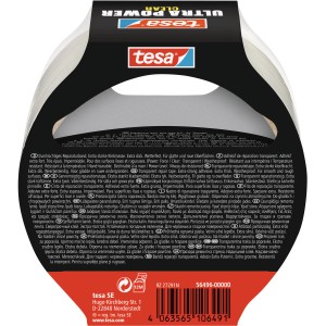 Tesa Ultra Power Clear Klebeband, 10m Rolle, transparent, für unsichtbare Reparaturen.