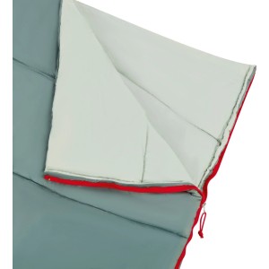 Geöffneter grauer CAMPSITE Schlafsack (190x72cm) für 15-25°C mit rotem Reißverschluss. Camping & Outdoor Zubehör.