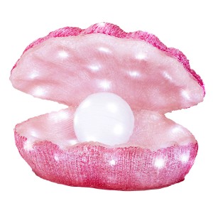 Rosa Lumineo Leuchtfigur Muschel mit kaltweißen LEDs, ideal als Deko für den Außenbereich.
