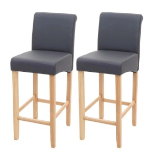 2er-Set Barhocker C33, grau, matte Optik, helle Beine, Kunstlederbezug.