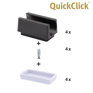 Wagner QuickClick String Hyper Gleiter-Set, 4-teilig, für Rohre Ø 14 mm, grau, mit Schrauben und Gleitflächen.