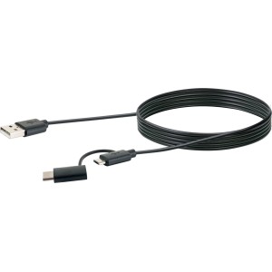 Schwarzes Schwaiger USB-Kabel: USB-C, Micro-USB und USB-A Stecker für Computer & Multimedia.