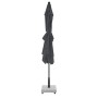 Geschlossener, anthrazitfarbener Doppler Mittelmastschirm myZone Auto Tilt, 300x200 cm, mit Mastfuß.