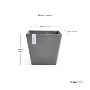 Ecopots Pflanztopf Rotterdam Grau (HxBxT) 35 x 40 x 40 cm