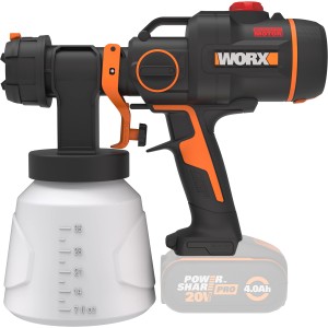 Worx Akku-Farbsprühgerät WX020.9 20V ohne Akku. Ideal für präzises Lackieren im Innen- und Außenbereich.