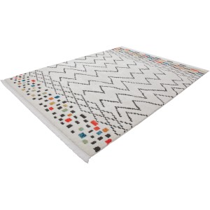 Kayoom Hochflorteppich Agadir 410 mit buntem Ethno-Muster und Fransen, 200x290 cm.