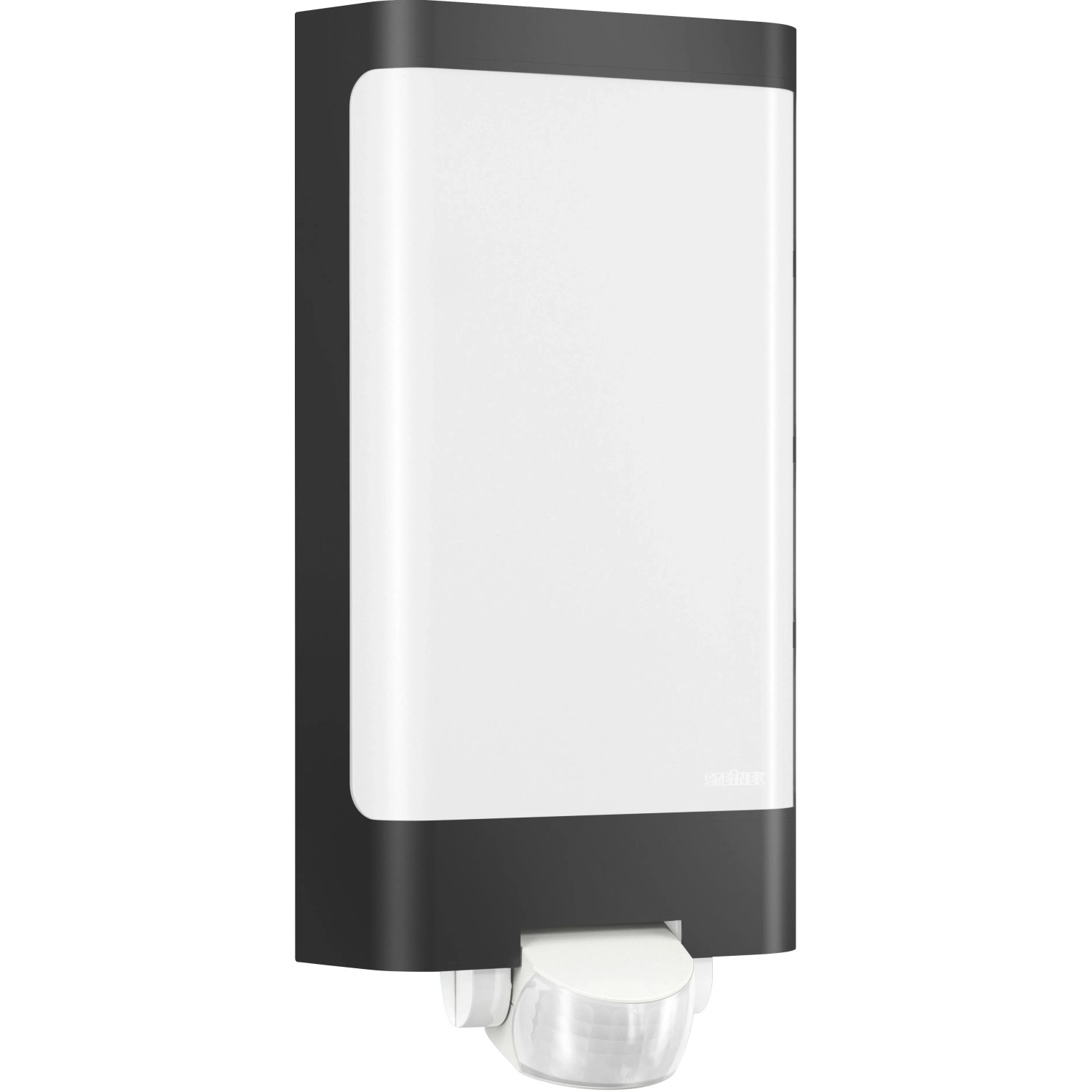Moderne Steinel LED-Außenleuchte L 240 S in Anthrazit mit 180° Bewegungssensor.