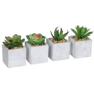 Mica Decorations Kunstpflanzen Sukkulenten im Topf, 4er Set, grüne Deko für Innenräume.