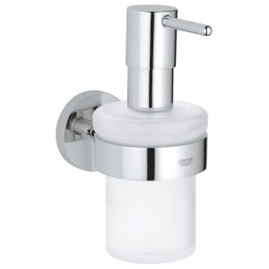 Grohe QuickFix Seifenspender mit Halter, Chrom, Glas/Metall, Füllmenge 160ml.