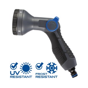 LUX Brauseset, 4-teilig mit 5 Strahlvarianten, für Gartenbewässerung und Reinigung.