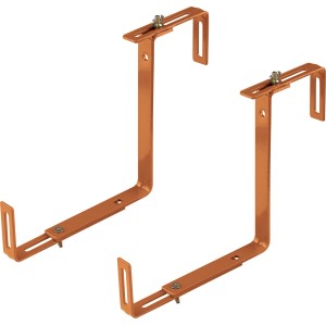 2er-Set Balkonkastenhalter, terrakottafarben, aus Metall, verstellbar für Blumenkästen.