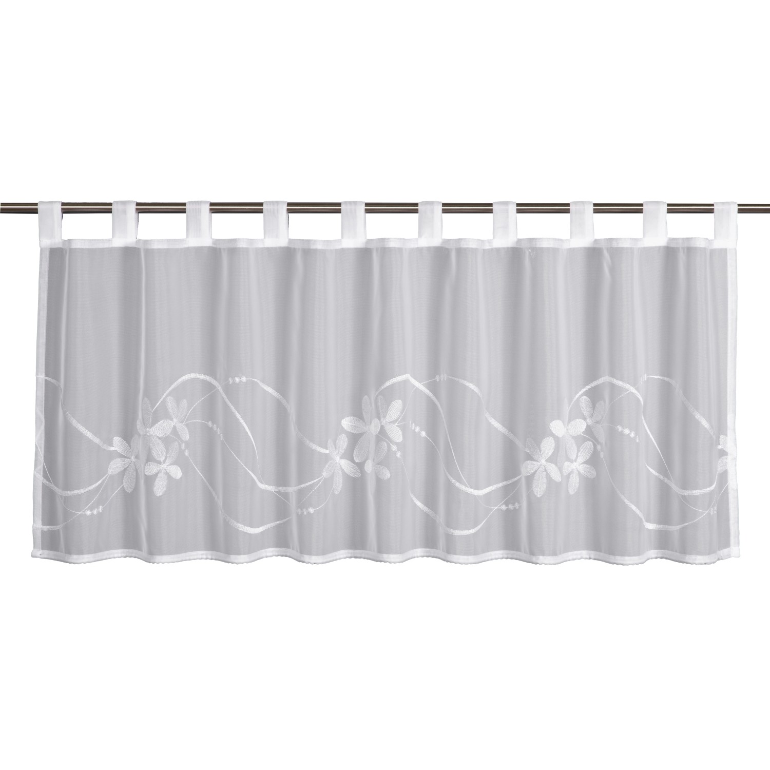 SEHLBACH Fadengardine Weiß 100x100cm - Spitzenstickerei Für Romantische Fenster