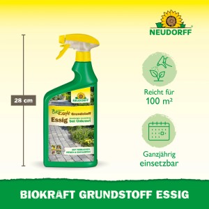 Neudorff Biokraft Grundstoff Essig AF 1 l: Sprühflasche für Unkrautbekämpfung auf Wegen und Terrassen.