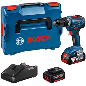 Bosch Professional Akku-Bohrschrauber GSR 18V-55 mit L-Boxx, Akkus und Ladegerät.