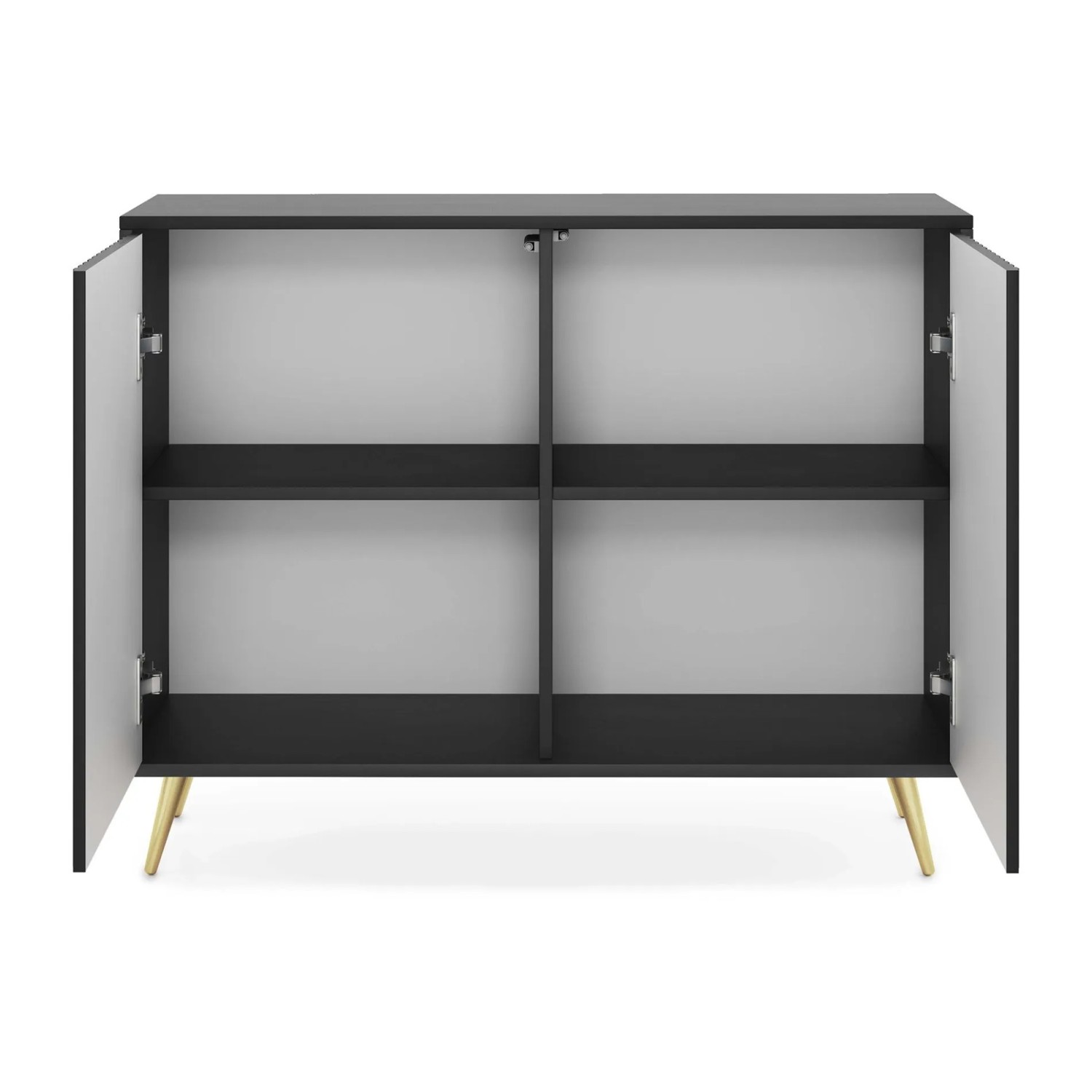 Selsey Selsey Sideboard Bello mit Lamellenfronten 104 cm Schwarz mit Goldenen Beinen_4