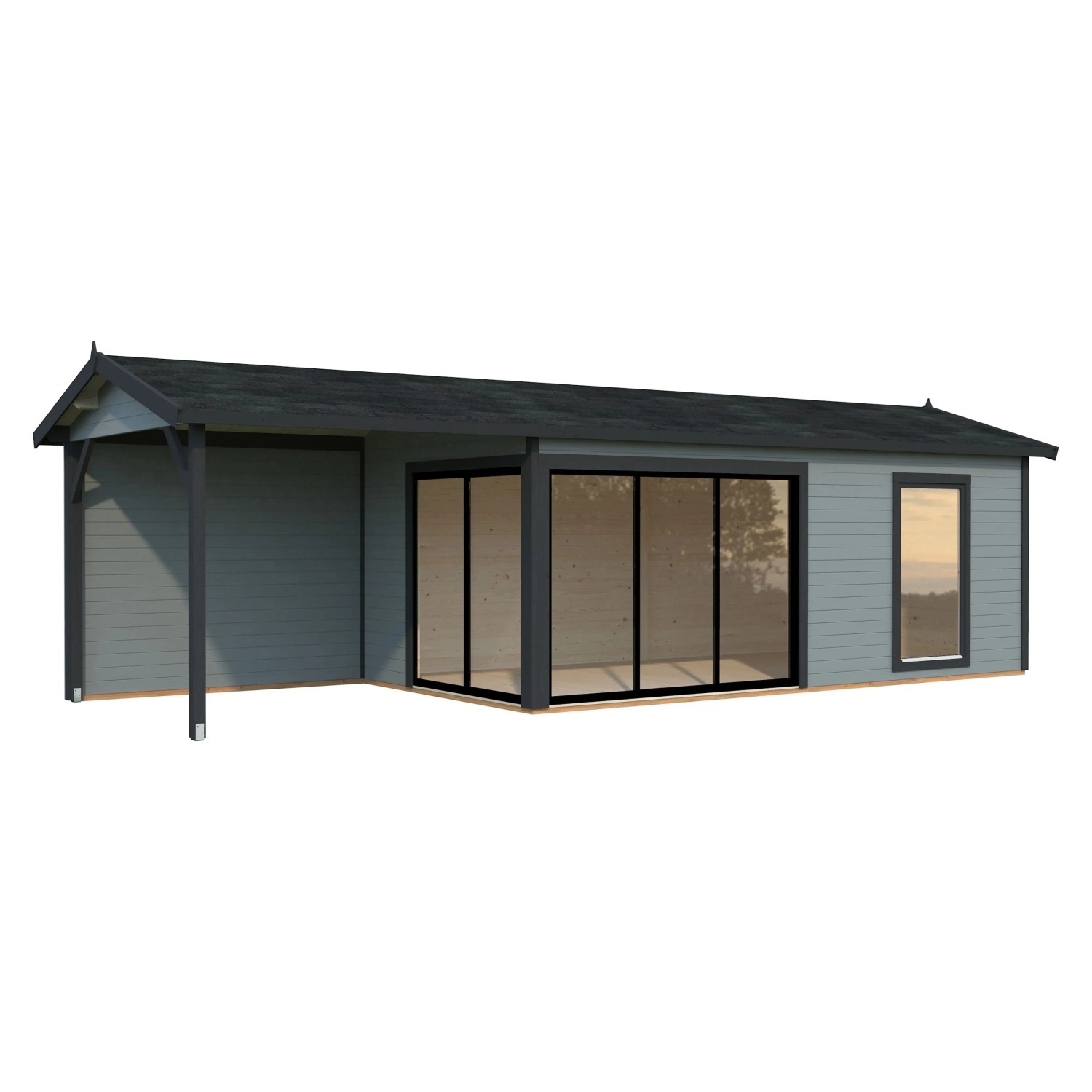 Palmako Gartenhaus Amanda Slide Plus 873 x 300 cm Hellgrau-Anthrazit ...
