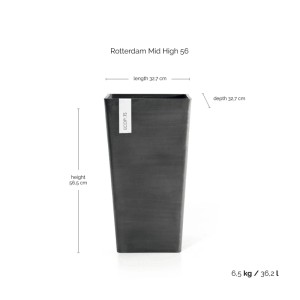 Ecopots Pflanztopf Rotterdam Halbhoch Dunkelgrau 31 cm x 56 cm