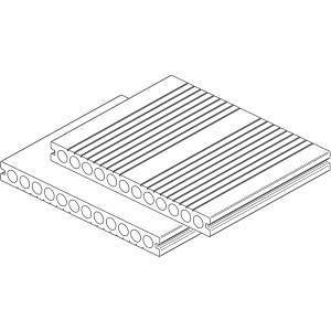 Osmo Terrassendiele BPC Hellgrau, Hohlkammerprofil mit Rillen, 2,5x24,5x300cm.