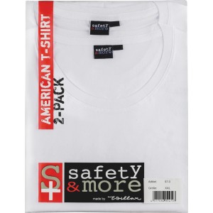 Safety&More American T-Shirts, 2er-Pack, Weiß, Größe XXL, Arbeitskleidung.